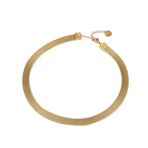 Gold Mesh Chain Choker Necklace