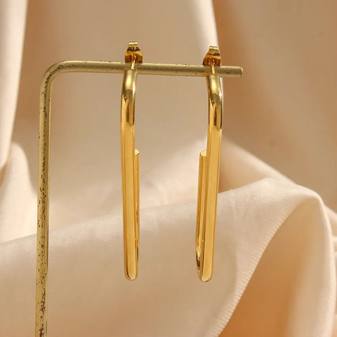 Gold Extra Rectangle Hoop