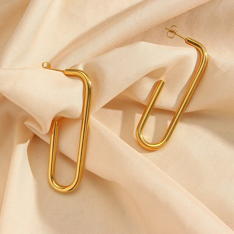 Gold Extra Rectangle Hoop