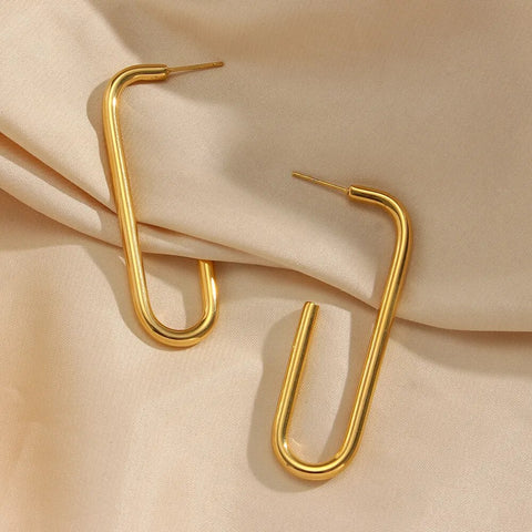 Gold Extra Rectangle Hoop