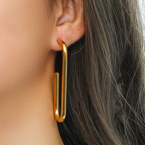 Gold Extra Rectangle Hoop