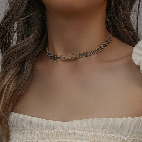 Gold Mesh Chain Choker Necklace