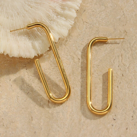 Gold Extra Rectangle Hoop