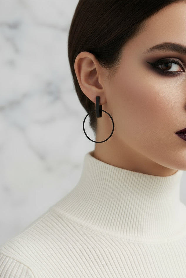 BLKOUT Minimalist Geometric Earrings Stick and Circle