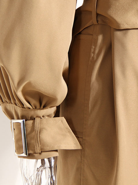 Caramel Extra Ruffles Trench Coat Dress