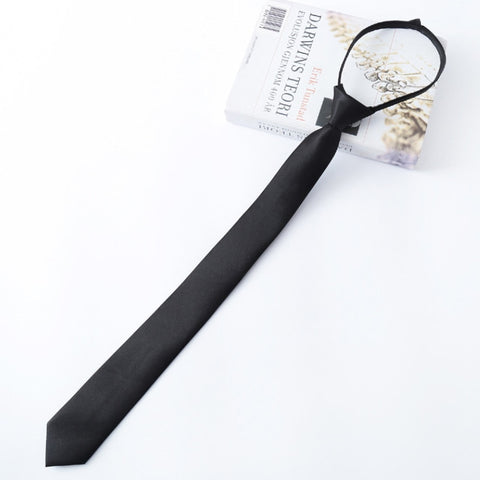 Black Narrow Elastic Necktie