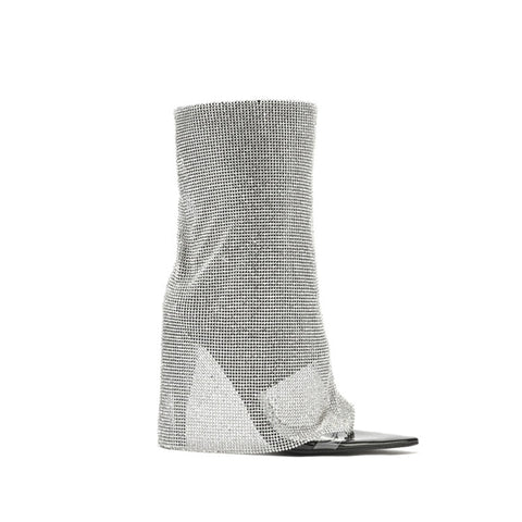 Mesh Drop High Heel Booties