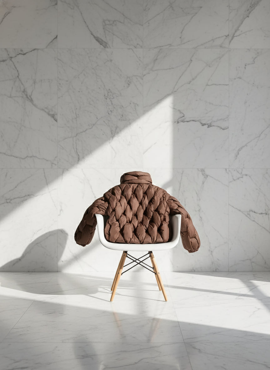 Bremea Brown Braided Puff Thick Jacket