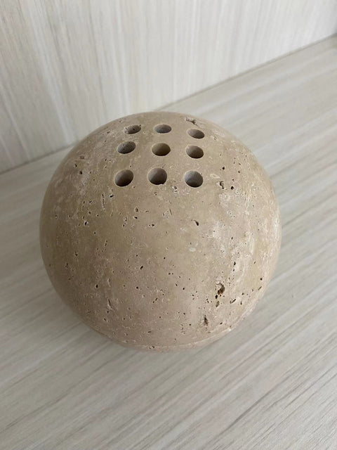 Casa Sol Moon Over Travertine Stone Incense Burner