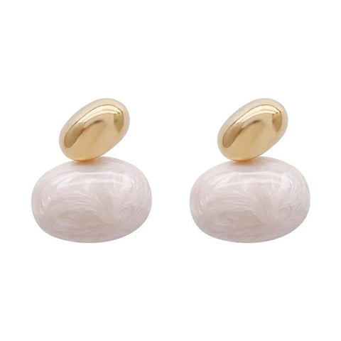 Marbleized MIni Oval Earrings