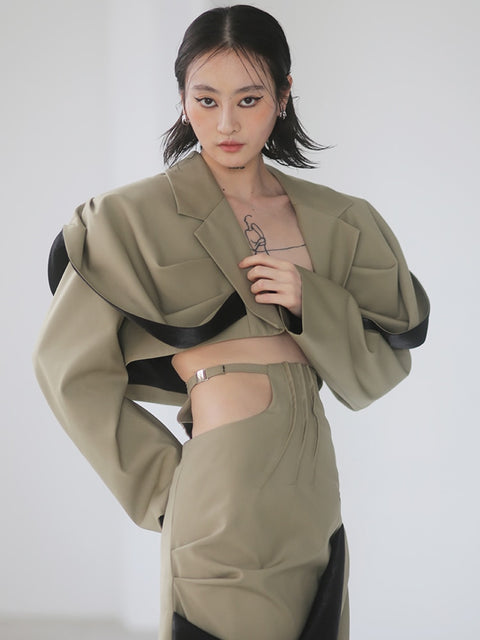 Neema Cropped Olive Khaki Jacket