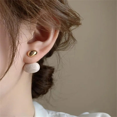 Marbleized MIni Oval Earrings