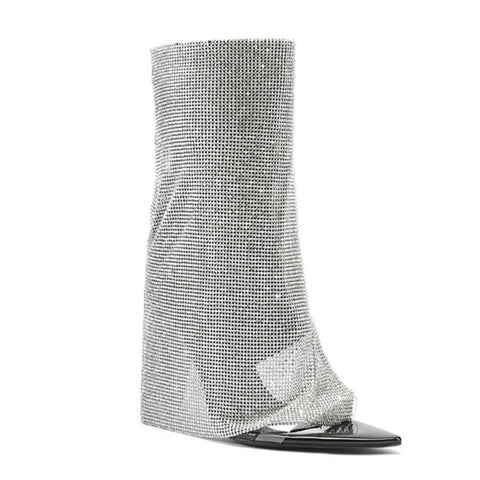 Mesh Drop High Heel Booties