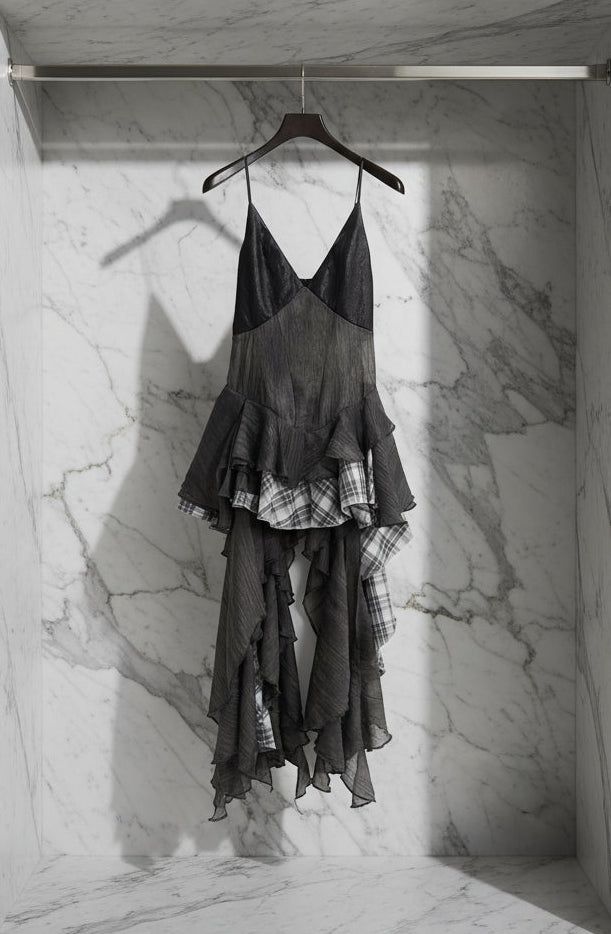 Delare Irregular Spaghetti Strap Slip Dress