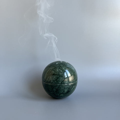 Casa Sol Moon Over Travertine Stone Incense Burner