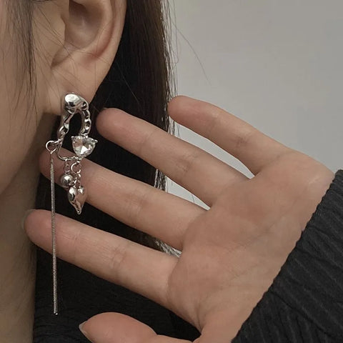 Melted Safety Pin Asymmetrical Earrings