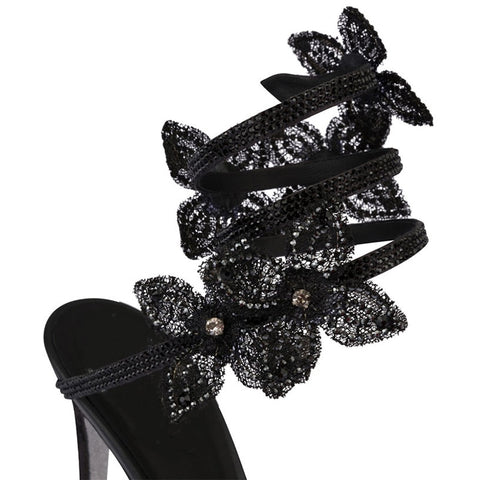 Water Diamond Flower Ankle Snake Wrap Shoes