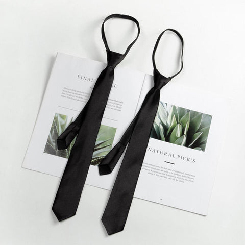 Black Narrow Elastic Necktie