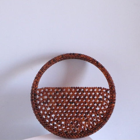 Miss Beaded Half Moon Tortoise-Shell Handbag