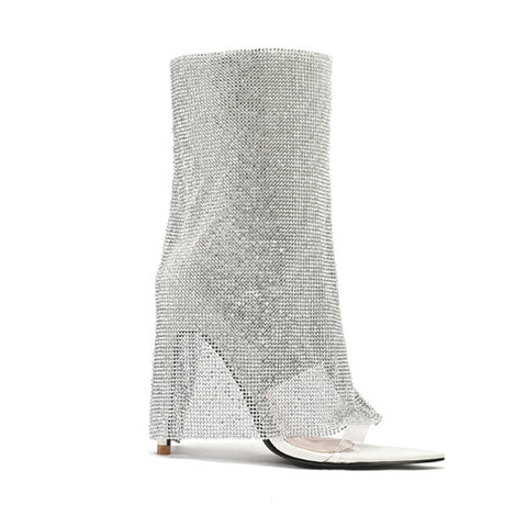 Mesh Drop High Heel Booties