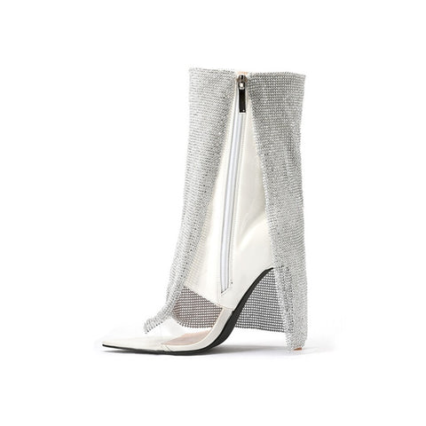 Mesh Drop High Heel Booties