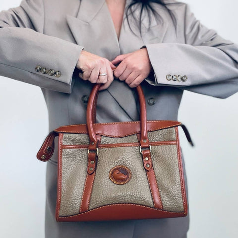 Vintage Dooney & Bourke Two Tone Pebble Leather Handbag