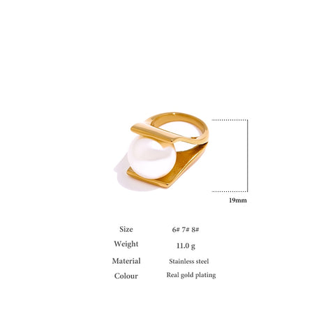 Gussie Clam Pearl Gold Ring