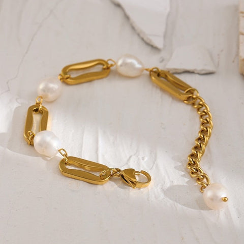 Gussie Pearls & Links Bracelet