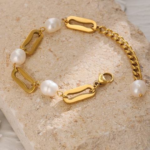 Gussie Pearls & Links Bracelet