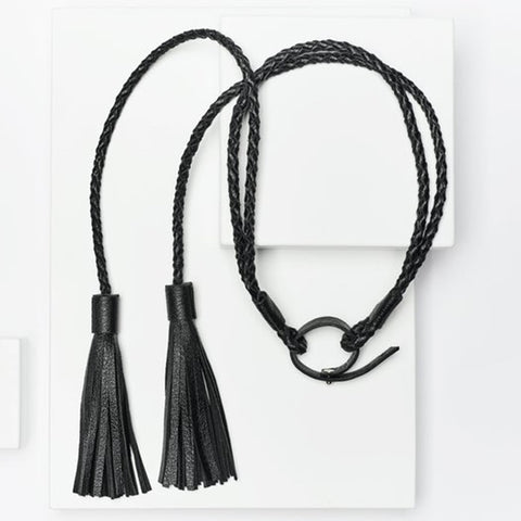 BlackOut Tassel Leather Necklace