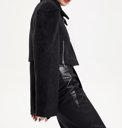 Nomia Woolen Square Shoulders Cropped Jacket