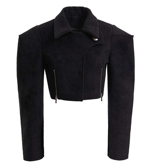 Nomia Woolen Square Shoulders Cropped Jacket
