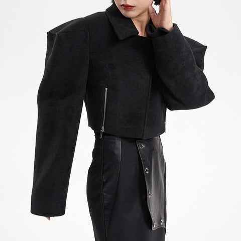 Nomia Woolen Square Shoulders Cropped Jacket
