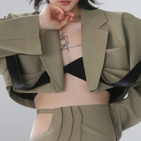 Neema Cropped Olive Khaki Jacket