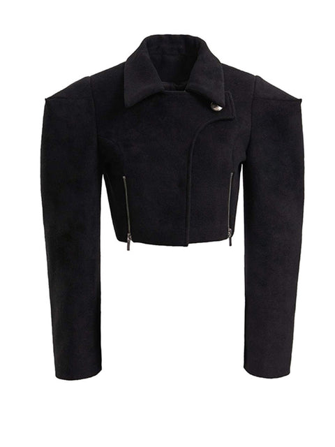 Nomia Woolen Square Shoulders Cropped Jacket