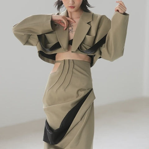 Neema Cropped Olive Khaki Jacket