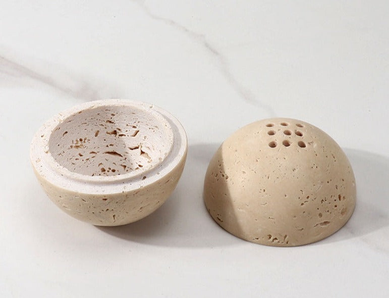 Casa Sol Moon Over Travertine Stone Incense Burner