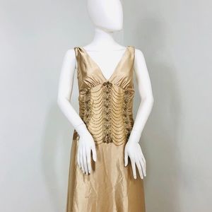Vintage Jessica McClintock Gold Gown - ClosetBlues