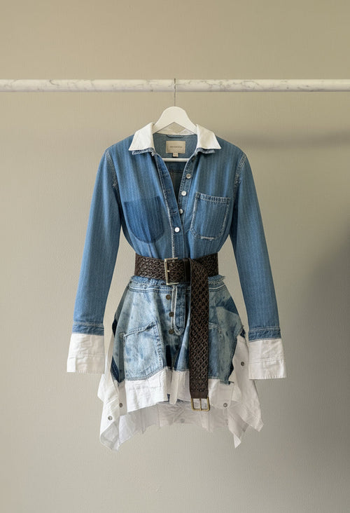 Lulu Double Take Upcycle Denim & Linen Blazer - ClosetBlues