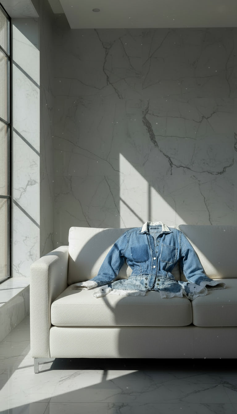 Lulu Double Take Upcycle Denim & Linen Blazer - ClosetBlues