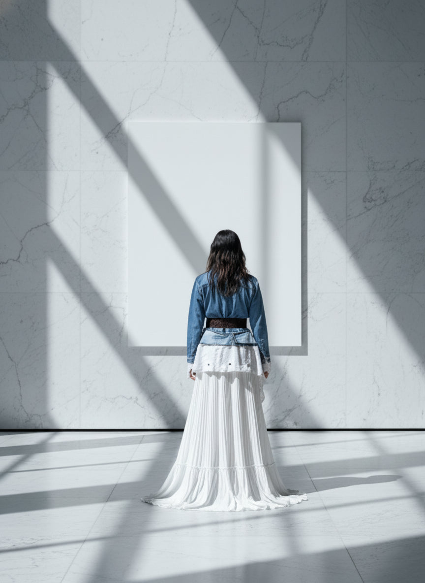 Lulu Double Take Upcycle Denim & Linen Blazer - ClosetBlues