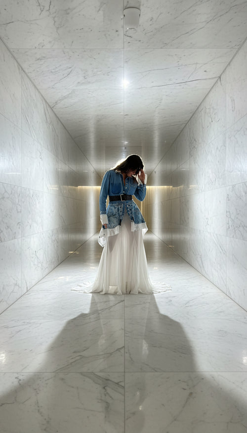 Lulu Double Take Upcycle Denim & Linen Blazer - ClosetBlues