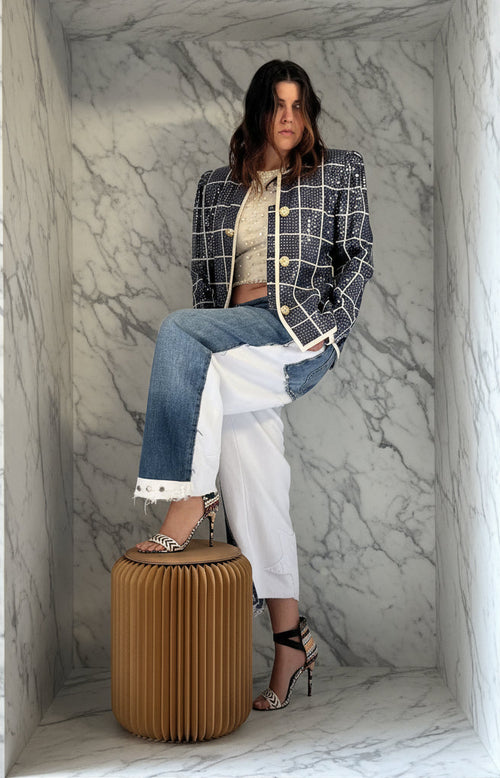 Lulu Deconstructed Flux Denim-Paneled Jogger - ClosetBlues