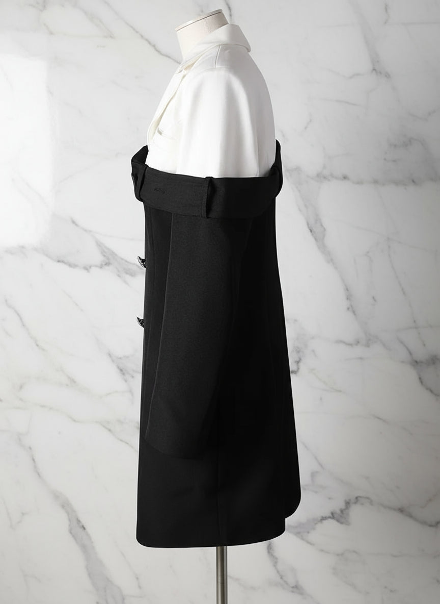 ItsCarl Black Double Breasted Two Tone Blazer Dress