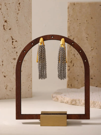 KillA Gold Silver Hoops with Attached Chains - ClosetBlues