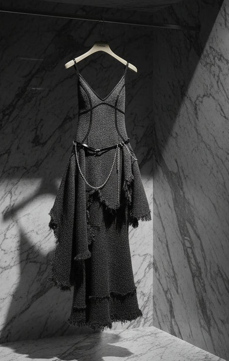 Belila Woolen Irregular Burn Asymmetrical Hem Midi Dress - ClosetBlues