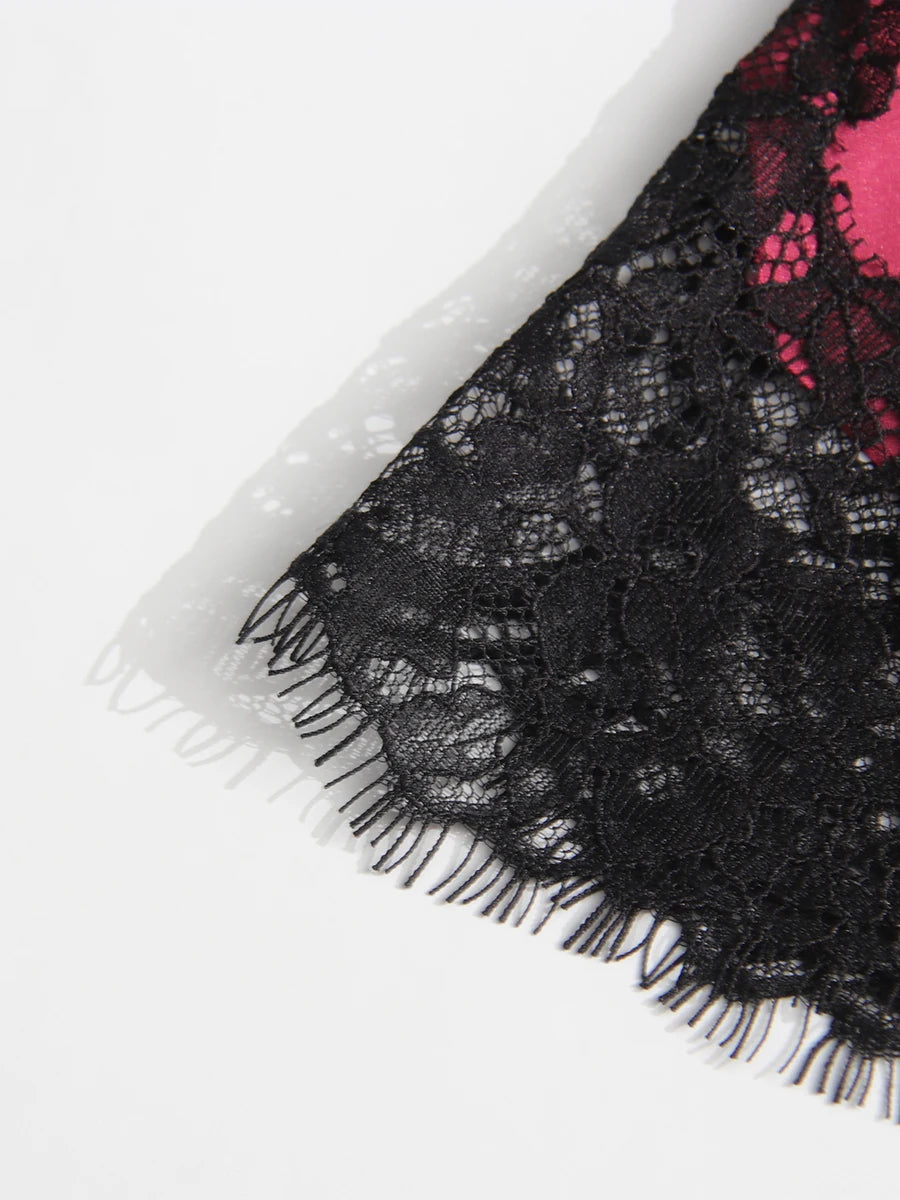 Beliane Satin Two Tone Slip Lace Maxi Dress with Slit