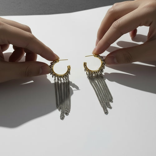 KillK Gold and Silver Chain Hoop Earrings - ClosetBlues