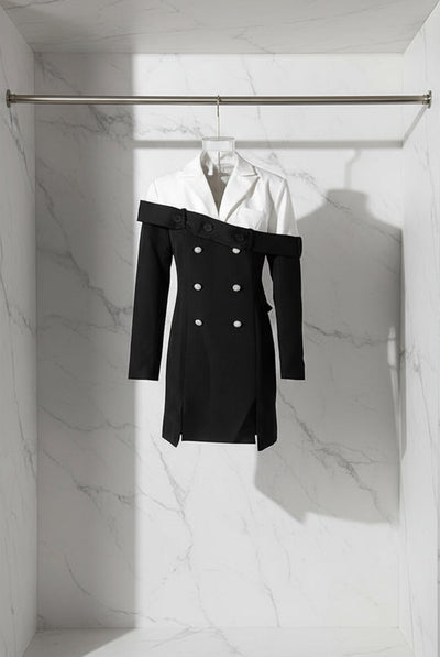 ItsCarl Black Double Breasted Two Tone Blazer Dress - ClosetBlues