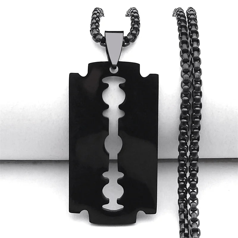 BLKOUT Blade Razor Pendant Necklace